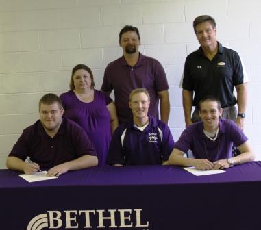 Justin Essary, Coach Clay Boyd, Matthew Smith, Kim Smith, Danny Smith, Bethel Associate AD Phil Campbell